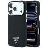 Guess iPhone 17 Pro/iPhone 18 Pro Cover med kornet trekantlogo Sort