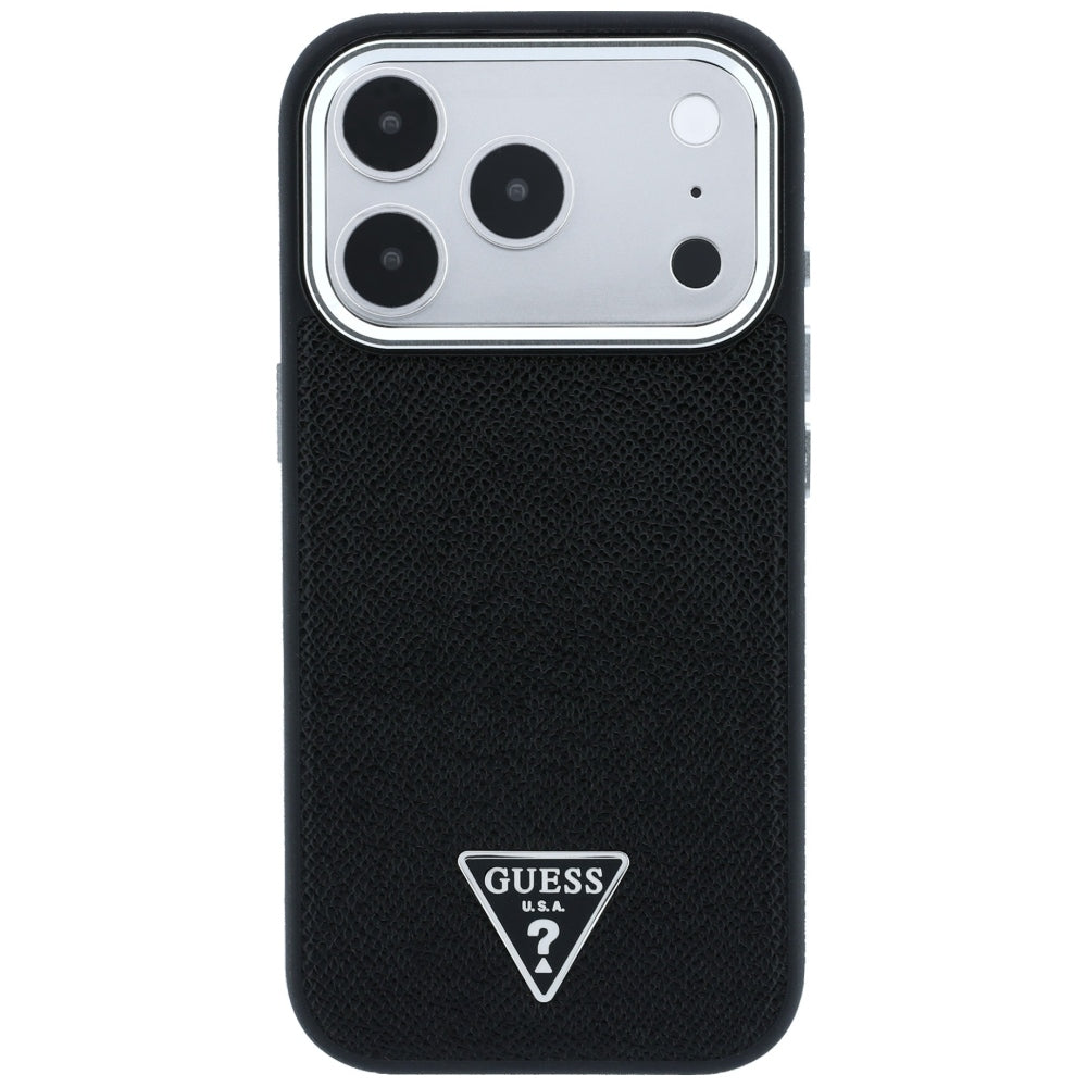 Guess iPhone 17 Pro/iPhone 18 Pro Cover med kornet trekantlogo Sort