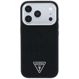 Guess iPhone 17 Pro Max/iPhone 18 Pro Max Cover med kornet trekantlogo Sort