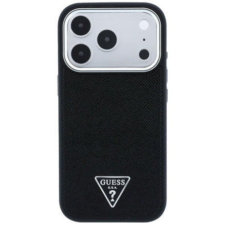 Guess iPhone 17 Pro Max/iPhone 18 Pro Max Cover med kornet trekantlogo Sort