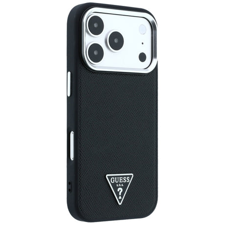 Guess iPhone 17 Pro Max/iPhone 18 Pro Max Cover med kornet trekantlogo Sort