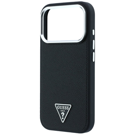 Guess iPhone 17 Pro Max/iPhone 18 Pro Max Cover med kornet trekantlogo Sort
