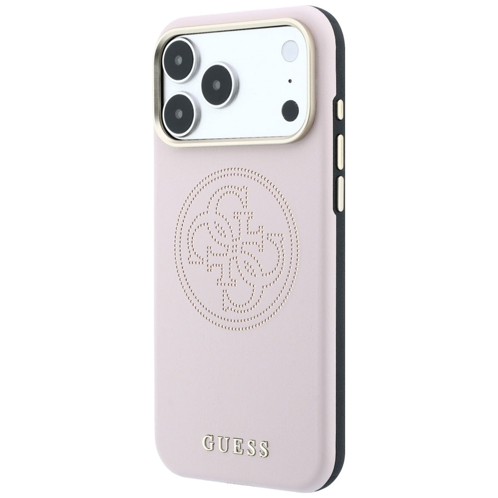 Guess iPhone 17 Pro Max/iPhone 18 Pro Max Cover Perforated 4G Gold Logo Lyserød
