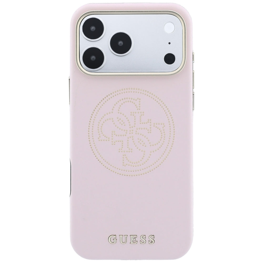 Guess iPhone 17 Pro Max/iPhone 18 Pro Max Cover Perforated 4G Gold Logo Lyserød