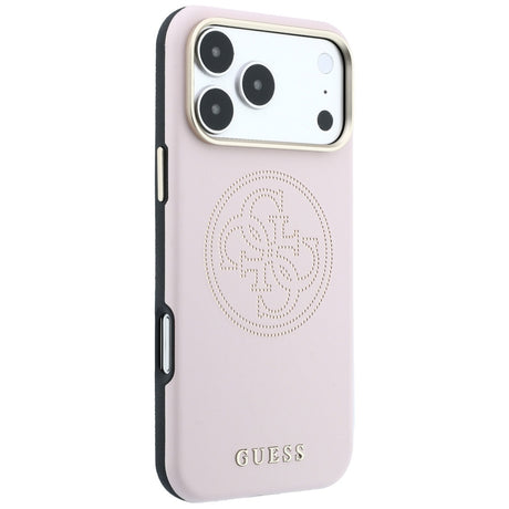 Guess iPhone 17 Pro Max/iPhone 18 Pro Max Cover Perforated 4G Gold Logo Lyserød