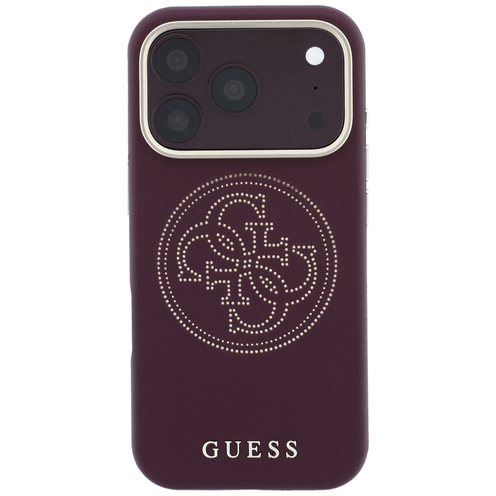 Guess iPhone 17 Pro Max/iPhone 18 Pro Max Cover Perforated 4G Gold Logo Burgundy