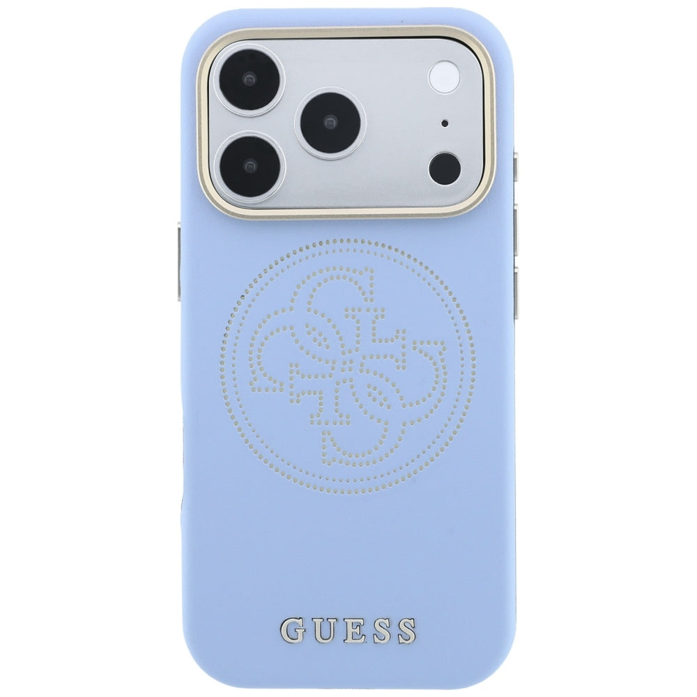 Guess iPhone 17 Pro/iPhone 18 Pro Cover Perforated 4G Gold Logo Blå