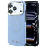 Guess iPhone 17 Pro Max/iPhone 18 Pro Max Cover Perforated 4G Gold Logo Blå