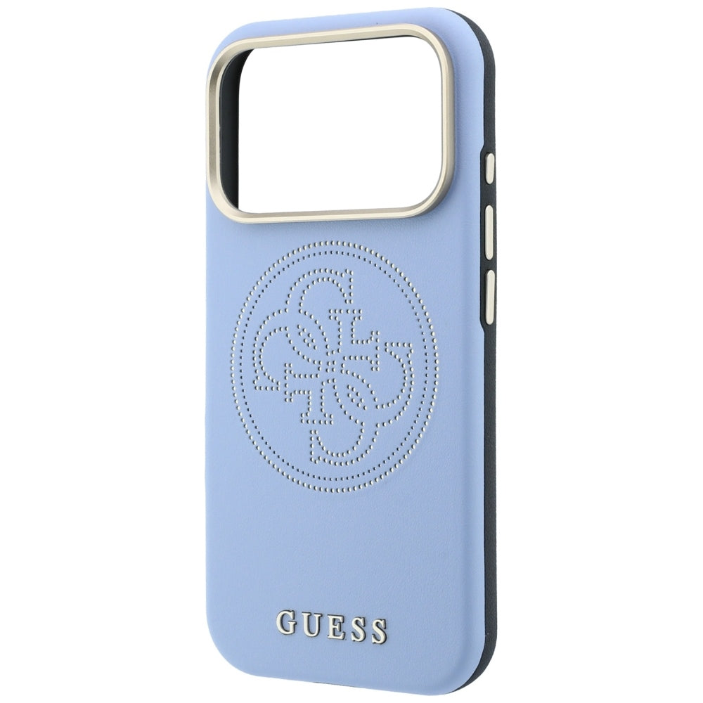 Guess iPhone 17 Pro Max/iPhone 18 Pro Max Cover Perforated 4G Gold Logo Blå
