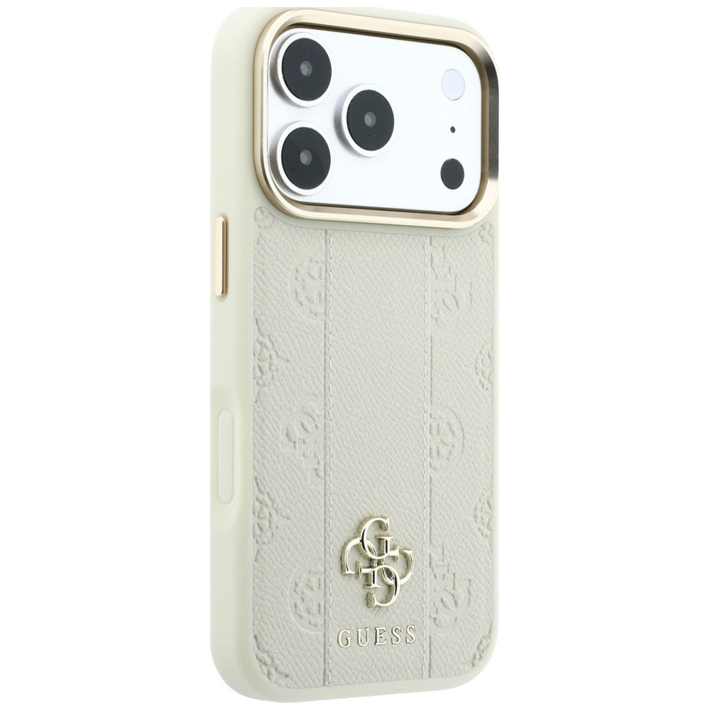 Guess iPhone 17 Pro/iPhone 18 Pro Cover Stripe Peony 4G-logo Beige