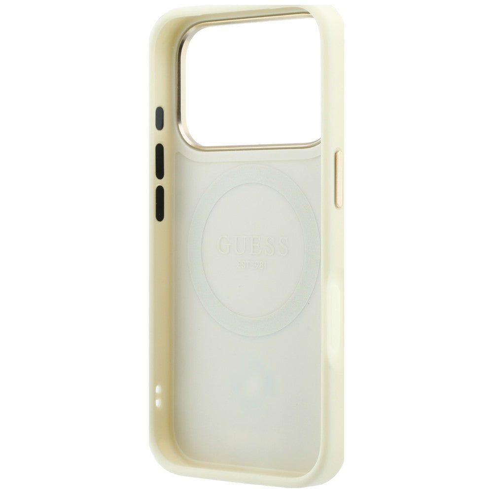 Guess iPhone 17 Pro/iPhone 18 Pro Cover Stripe Peony 4G-logo Beige