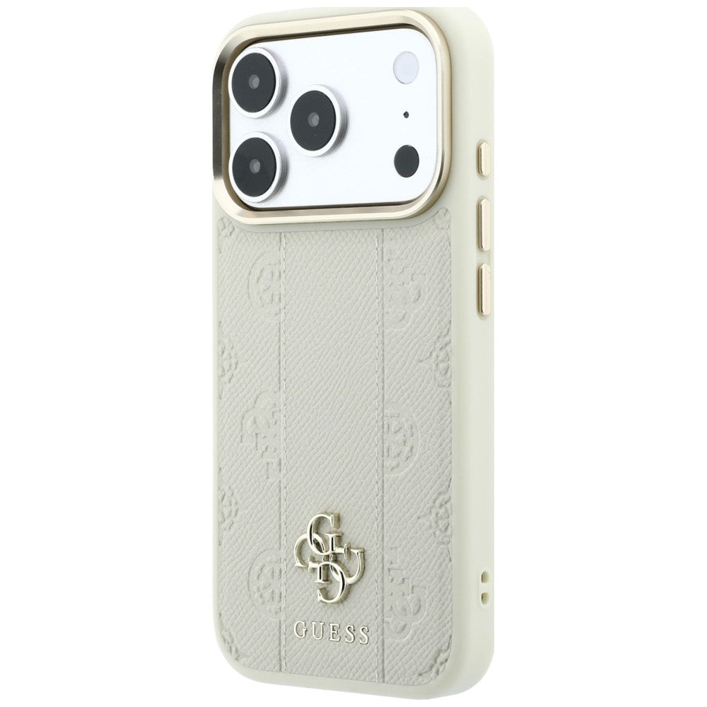 Guess iPhone 17 Pro Max/iPhone 18 Pro Max Cover Stripe Peony 4G Logo Beige