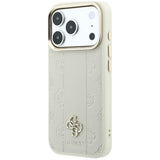 Guess iPhone 17 Pro Max/iPhone 18 Pro Max Cover Stripe Peony 4G Logo Beige