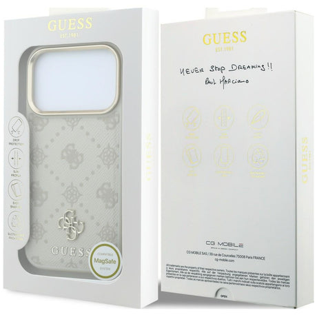 Guess iPhone 17 Pro Max/iPhone 18 Pro Max Cover Stripe Peony 4G Logo Beige