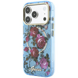 Guess iPhone 17 Pro Max/iPhone 18 Pro Max Cover Glitter Blossom Roses Blå