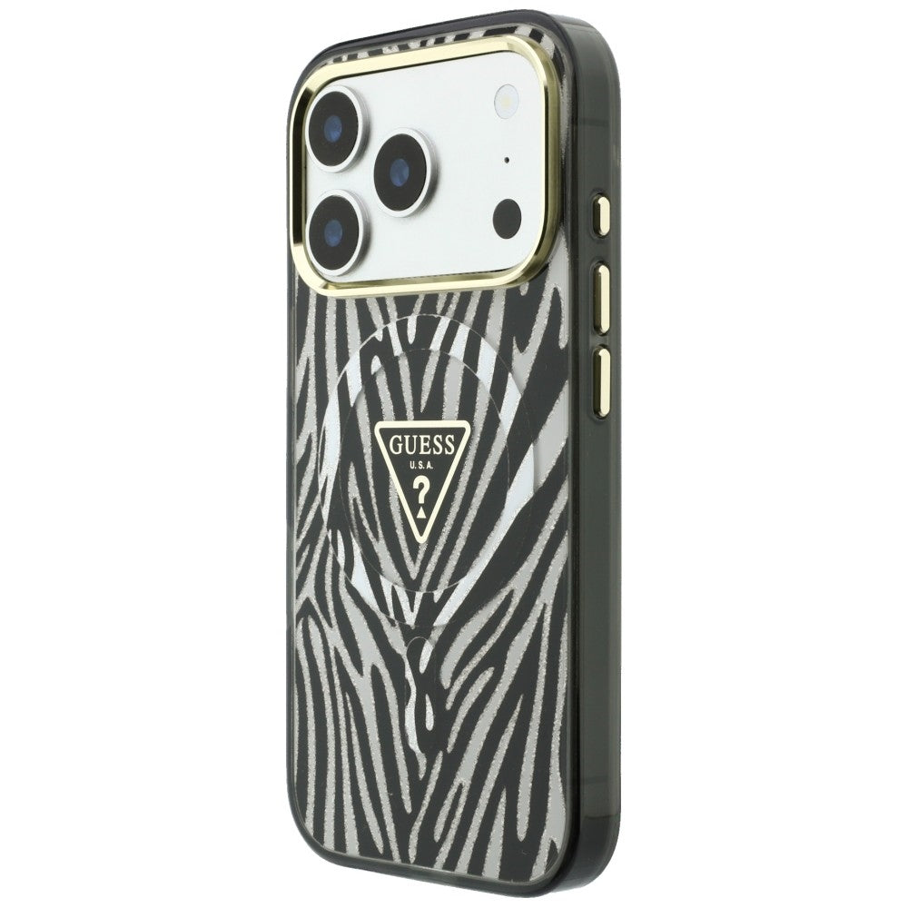 Guess iPhone 17 Pro/iPhone 18 Pro Cover Zebra Glitter Sølv