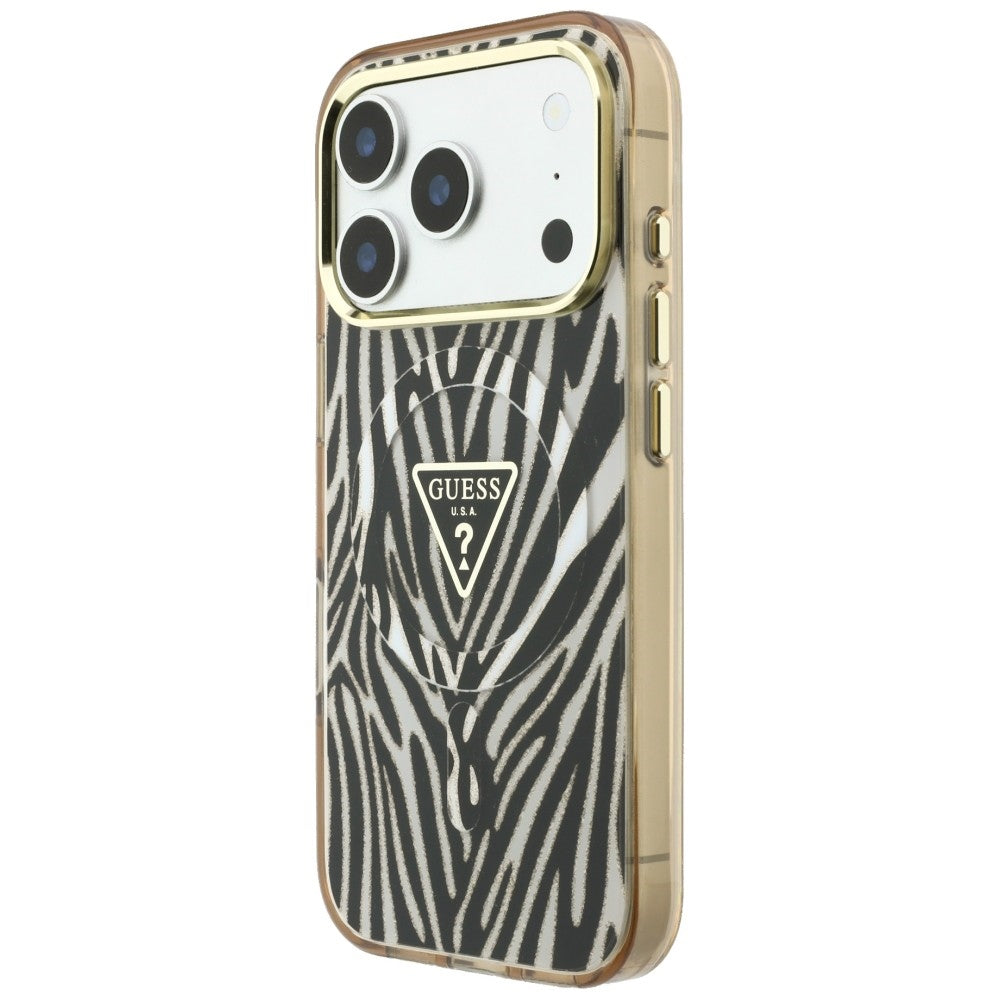 Guess iPhone 17 Pro/iPhone 18 Pro Cover Zebra Glitter Guld