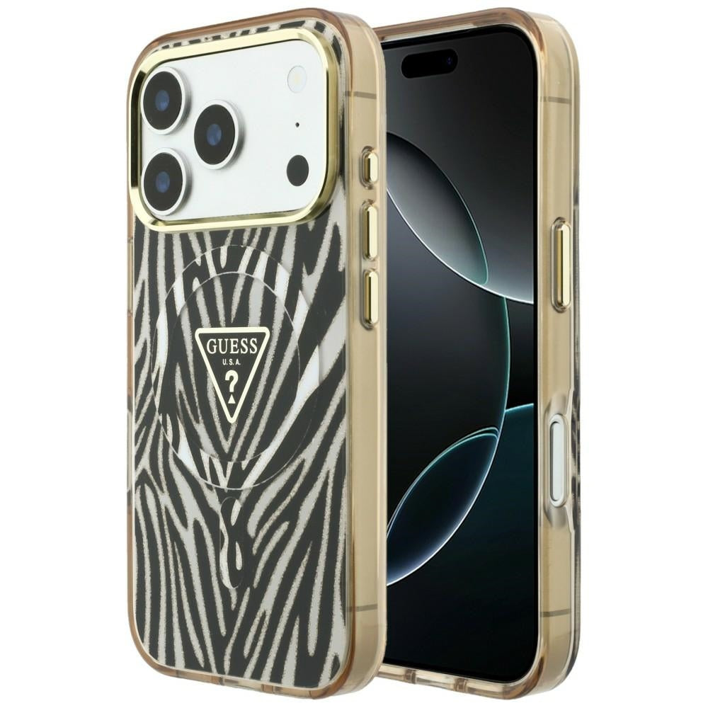 Guess iPhone 17 Pro Max/iPhone 18 Pro Max Cover Zebra Glitter Guld