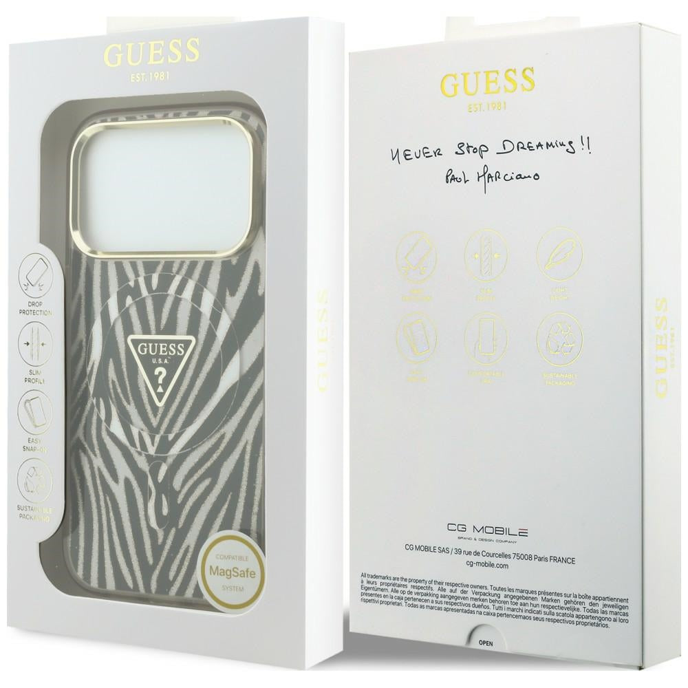 Guess iPhone 17 Pro Max/iPhone 18 Pro Max Cover Zebra Glitter Guld