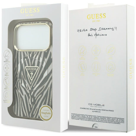 Guess iPhone 17 Pro Max/iPhone 18 Pro Max Cover Zebra Glitter Guld