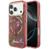 Guess iPhone 17 Pro Max/iPhone 18 Pro Max Cover Glitter Blossom Roses Burgundy