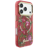 Guess iPhone 17 Pro Max/iPhone 18 Pro Max Cover Glitter Blossom Roses Burgundy
