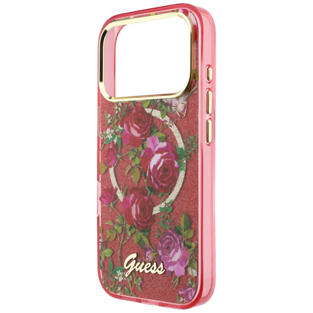 Guess iPhone 17 Pro Max/iPhone 18 Pro Max Cover Glitter Blossom Roses Burgundy