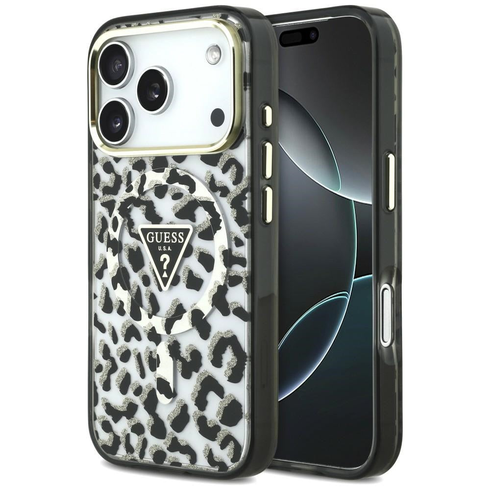 Guess iPhone 17 Pro/iPhone 18 Pro Cover Leopard Glitter Sort