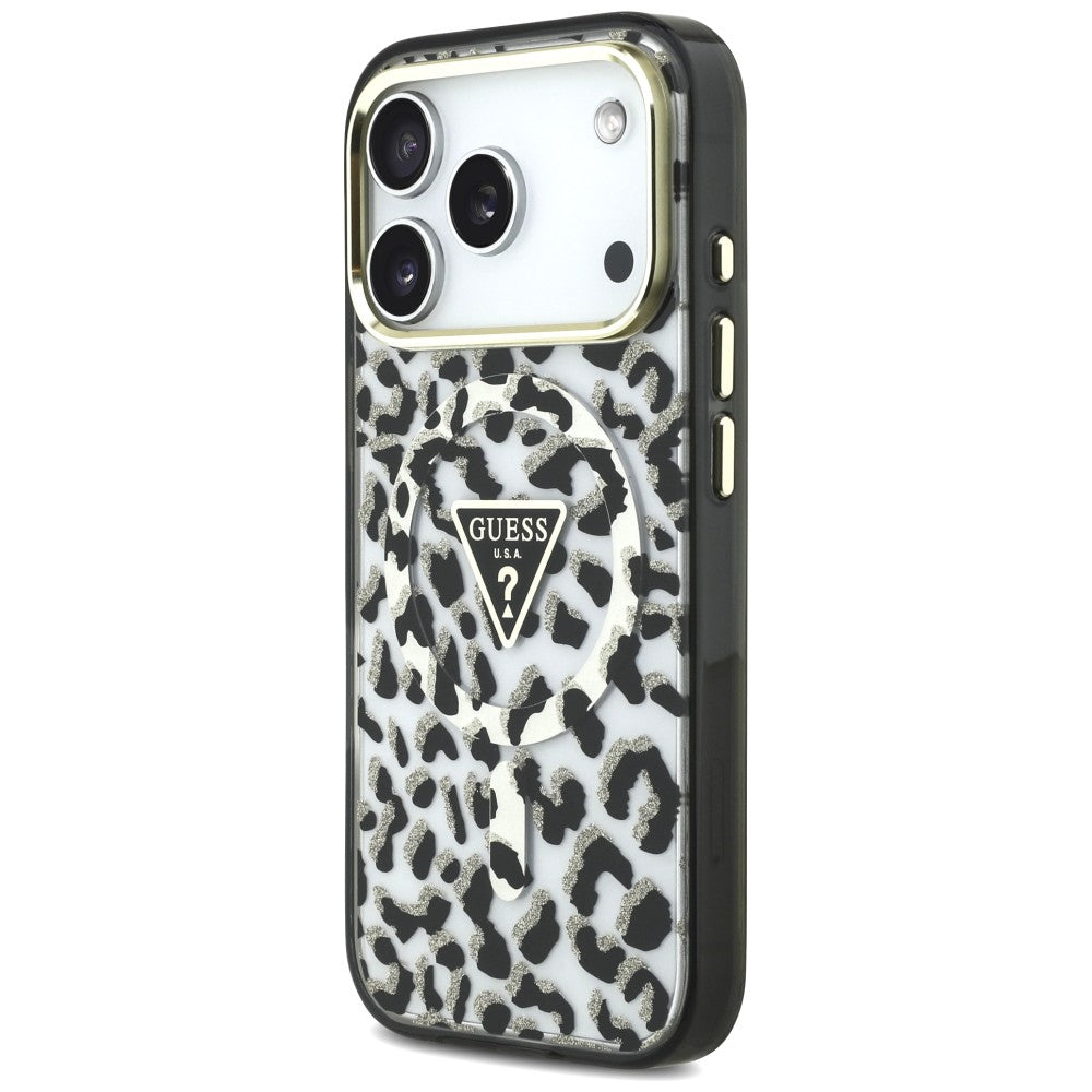 Guess iPhone 17 Pro/iPhone 18 Pro Cover Leopard Glitter Sort