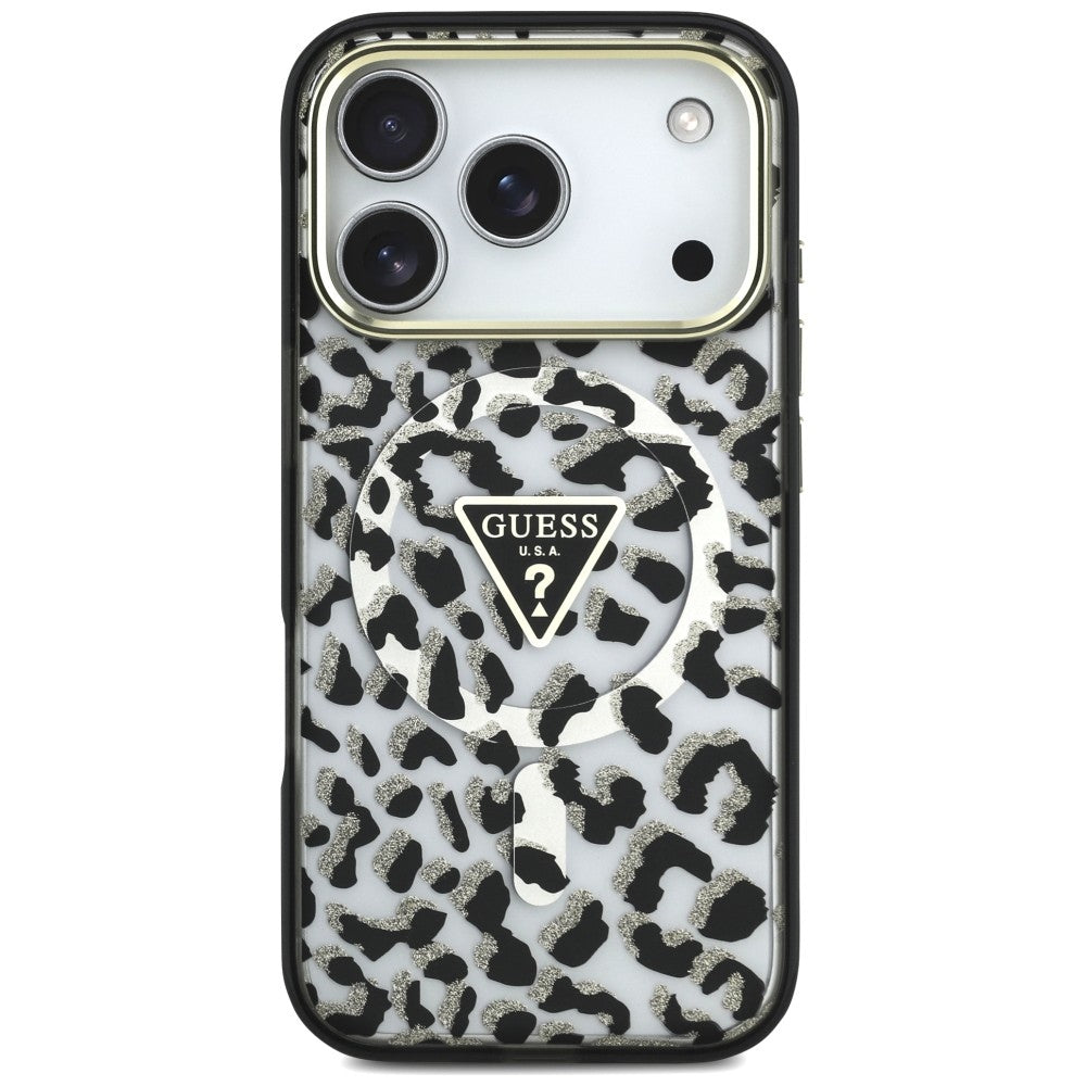Guess iPhone 17 Pro/iPhone 18 Pro Cover Leopard Glitter Sort