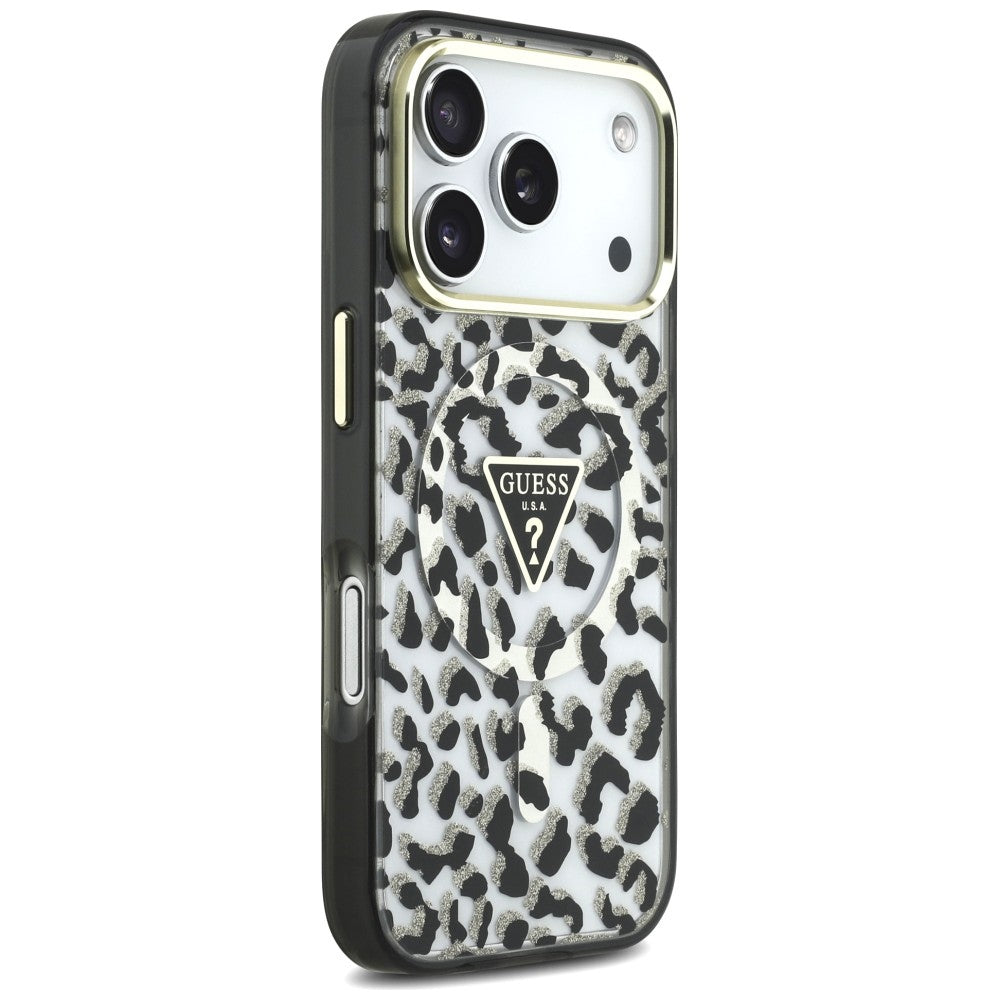 Guess iPhone 17 Pro/iPhone 18 Pro Cover Leopard Glitter Sort