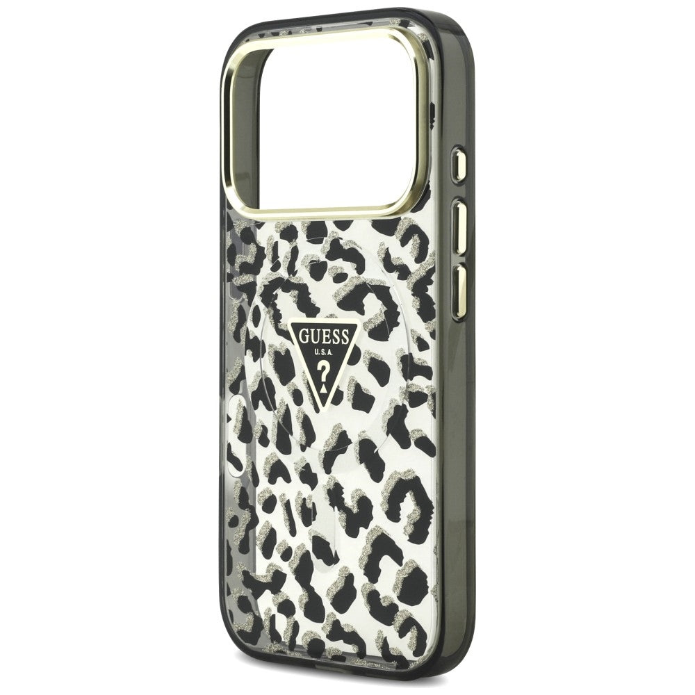 Guess iPhone 17 Pro/iPhone 18 Pro Cover Leopard Glitter Sort