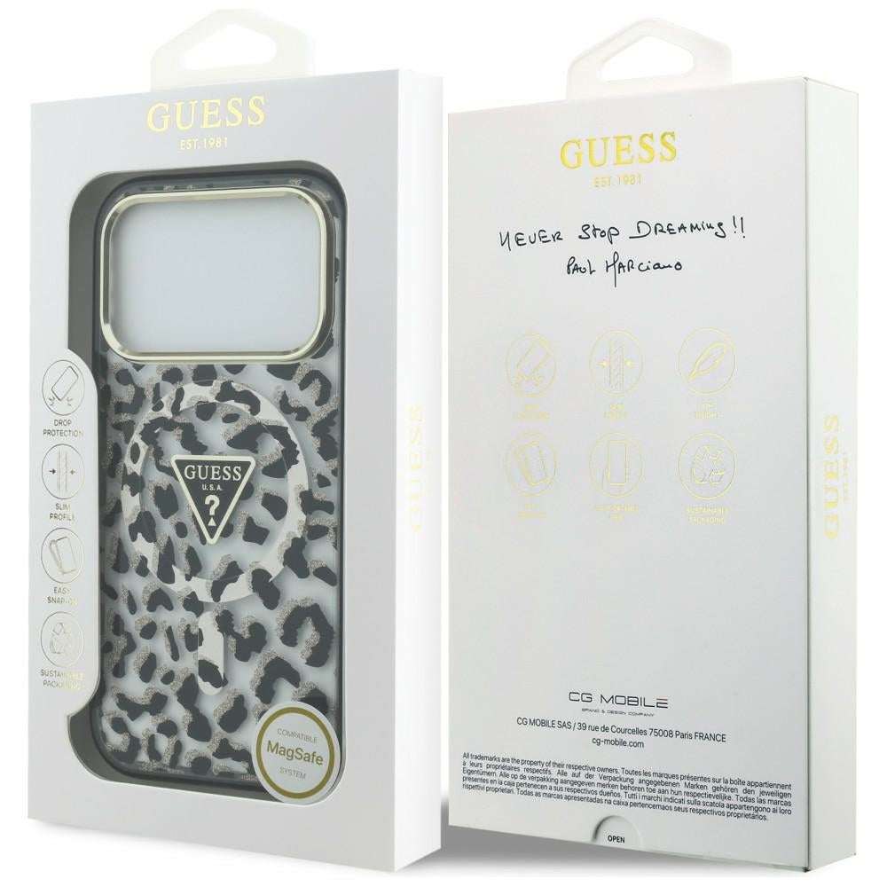 Guess iPhone 17 Pro/iPhone 18 Pro Cover Leopard Glitter Sort