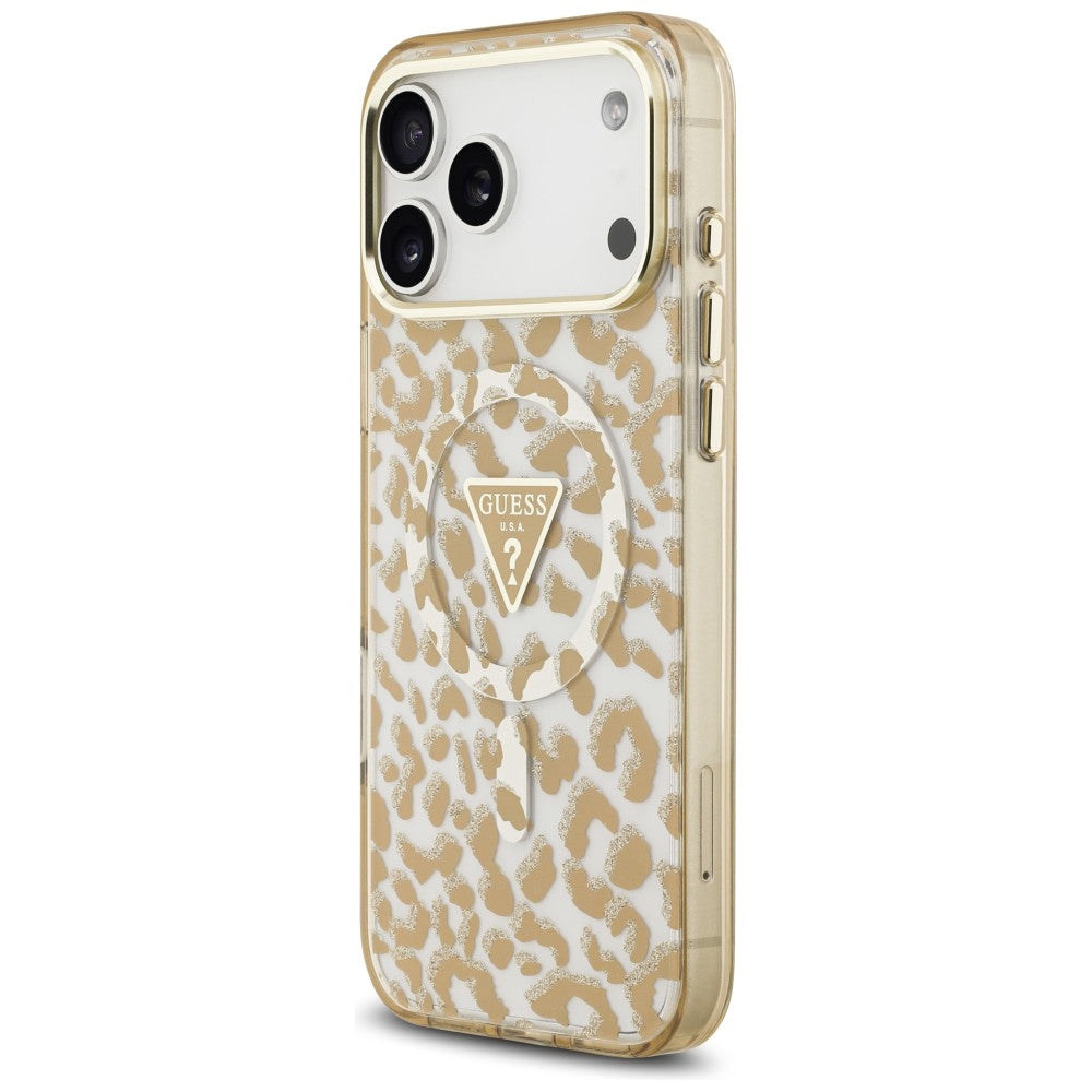 Guess iPhone 17 Pro/iPhone 18 Pro Cover Leopard Glitter Brun