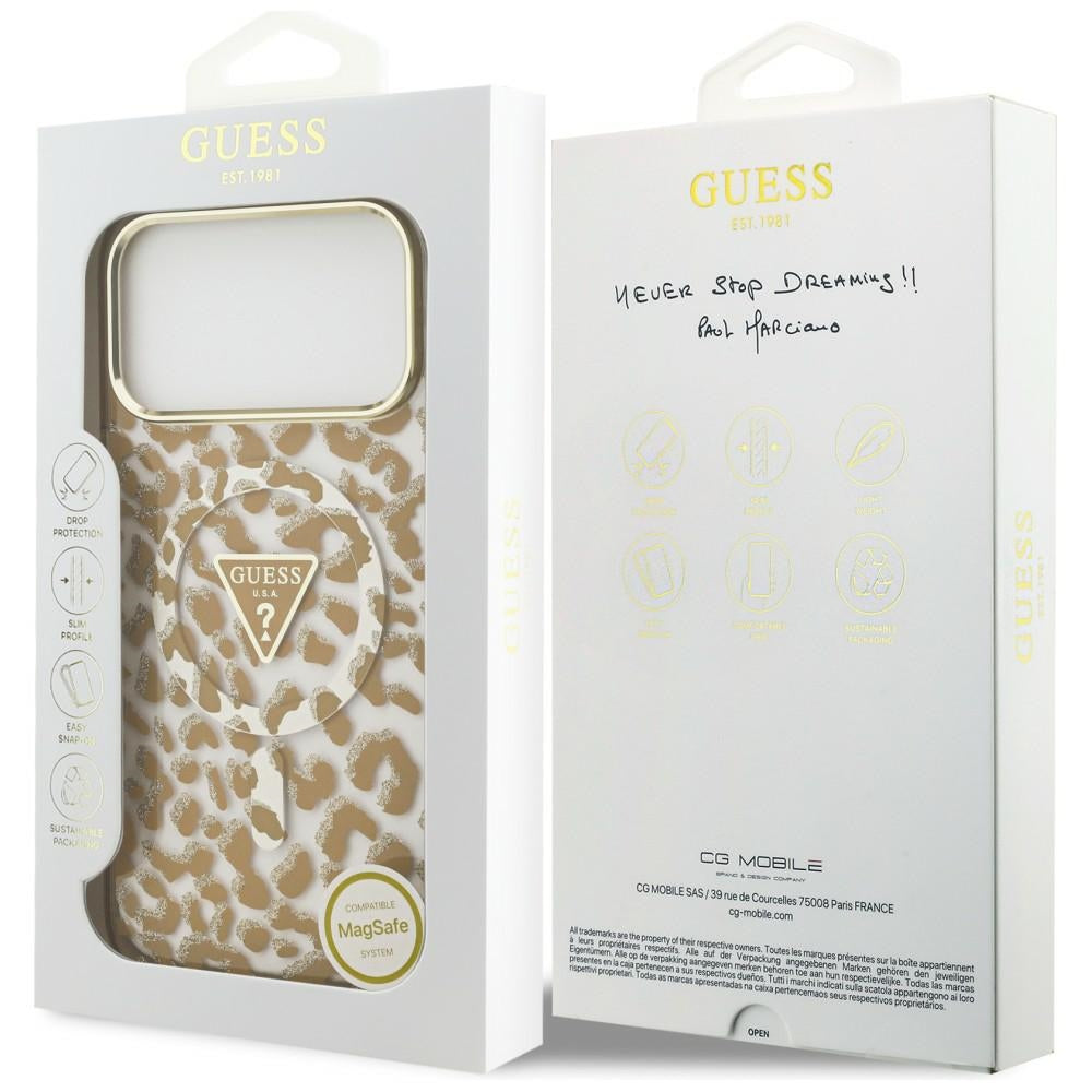 Guess iPhone 17 Pro/iPhone 18 Pro Cover Leopard Glitter Brun