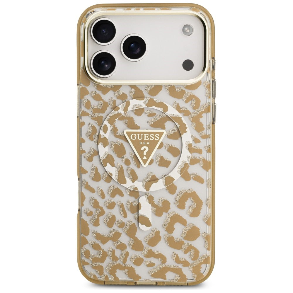 Guess iPhone 17 Pro Max/iPhone 18 Pro Max Cover Leopard Glitter Brun