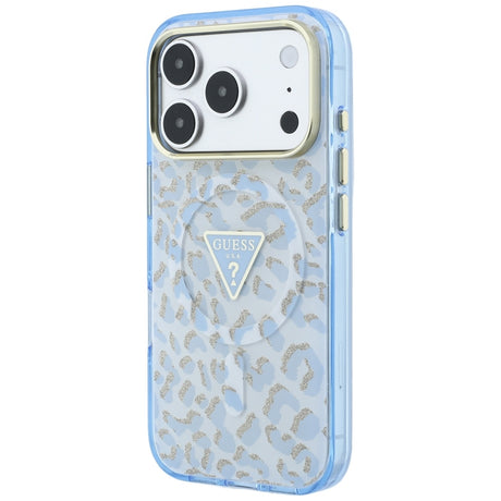 Guess iPhone 17 Pro/iPhone 18 Pro Cover Leopard Glitter Blå
