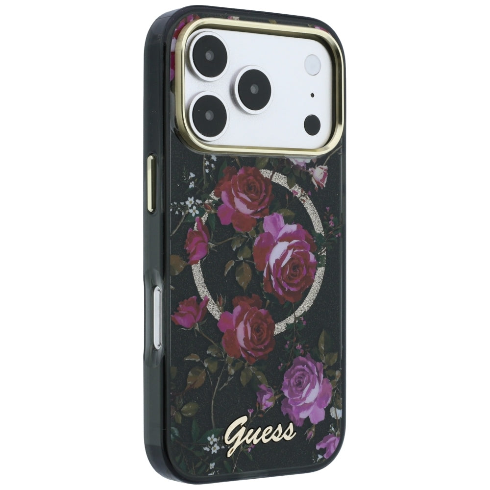 Guess iPhone 17 Pro/iPhone 18 Pro Cover Glitter Blossom Roses Sort