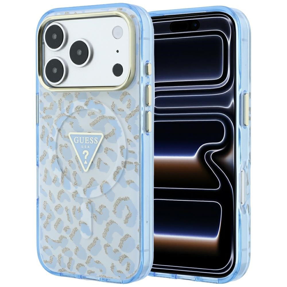 Guess iPhone 17 Pro Max/iPhone 18 Pro Max Cover Leopard Glitter Blå