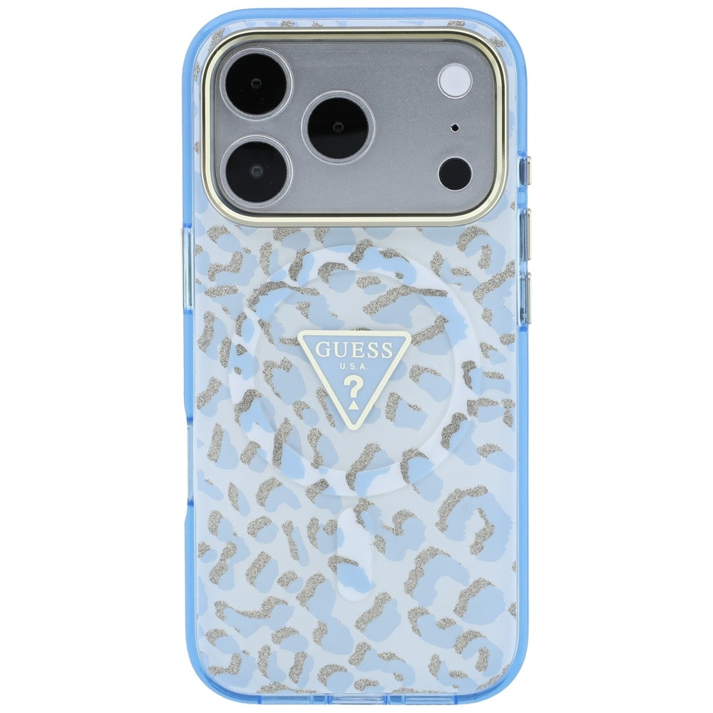 Guess iPhone 17 Pro Max/iPhone 18 Pro Max Cover Leopard Glitter Blå