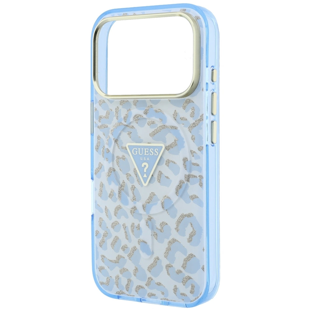 Guess iPhone 17 Pro Max/iPhone 18 Pro Max Cover Leopard Glitter Blå