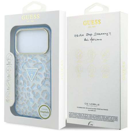 Guess iPhone 17 Pro Max/iPhone 18 Pro Max Cover Leopard Glitter Blå
