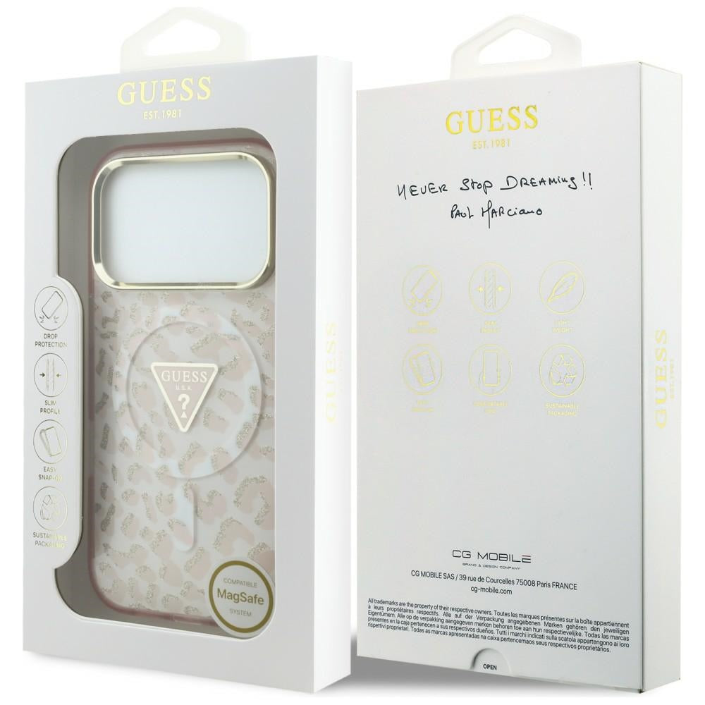 Guess iPhone 17 Pro Max/iPhone 18 Pro Max Cover Leopard Glitter Lyserød