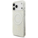 Guess iPhone 17 Pro Max/iPhone 18 Pro Max Cover Electroplated Flowers Pearl Strap Hvid