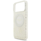 Guess iPhone 17 Pro Max/iPhone 18 Pro Max Cover Electroplated Flowers Pearl Strap Hvid