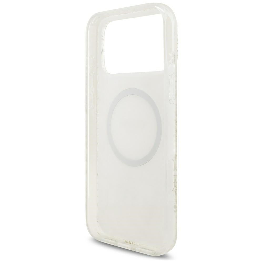 Guess iPhone 17 Pro Max/iPhone 18 Pro Max Cover Electroplated Flowers Pearl Strap Hvid