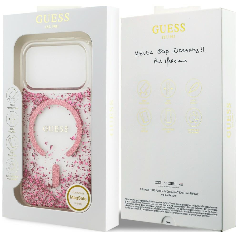 Guess iPhone 17 Pro Max/iPhone 18 Pro Max Cover Resin Glitter Lyserød