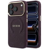 Guess iPhone 17 Pro/iPhone 18 Pro Cover Saffiano Peony Embossed MagSafe Burgundy