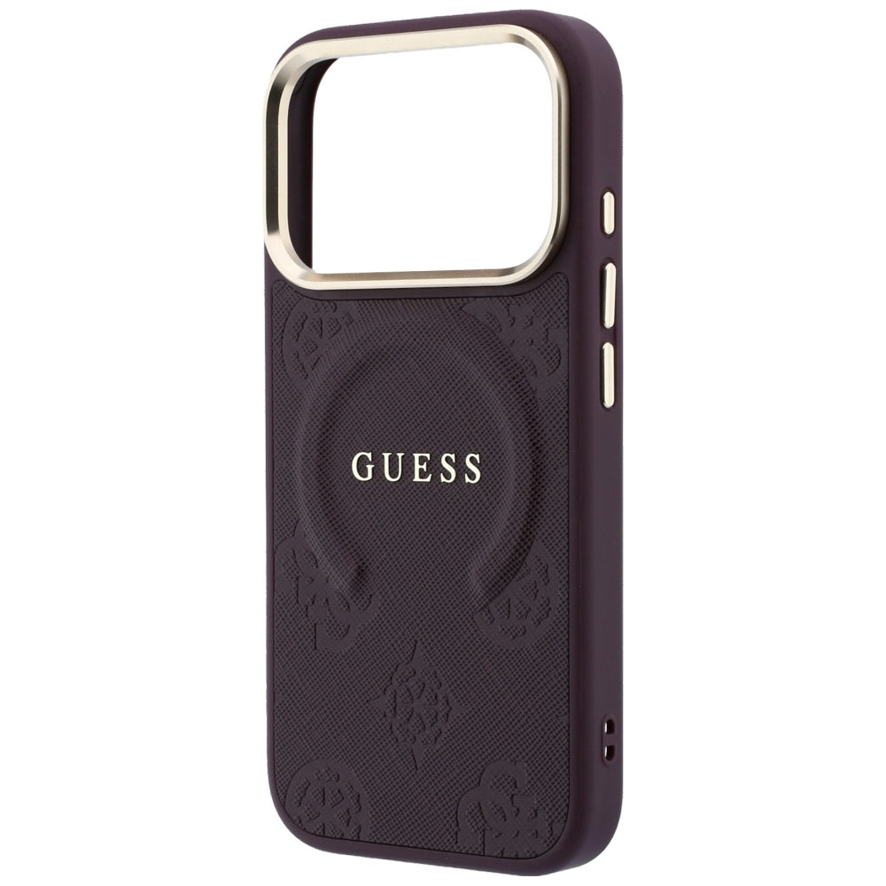 Guess iPhone 17 Pro/iPhone 18 Pro Cover Saffiano Peony Embossed MagSafe Burgundy
