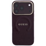 Guess iPhone 17 Pro Max/iPhone 18 Pro Max Cover Saffiano Peony Embossed MagSafe Burgundy